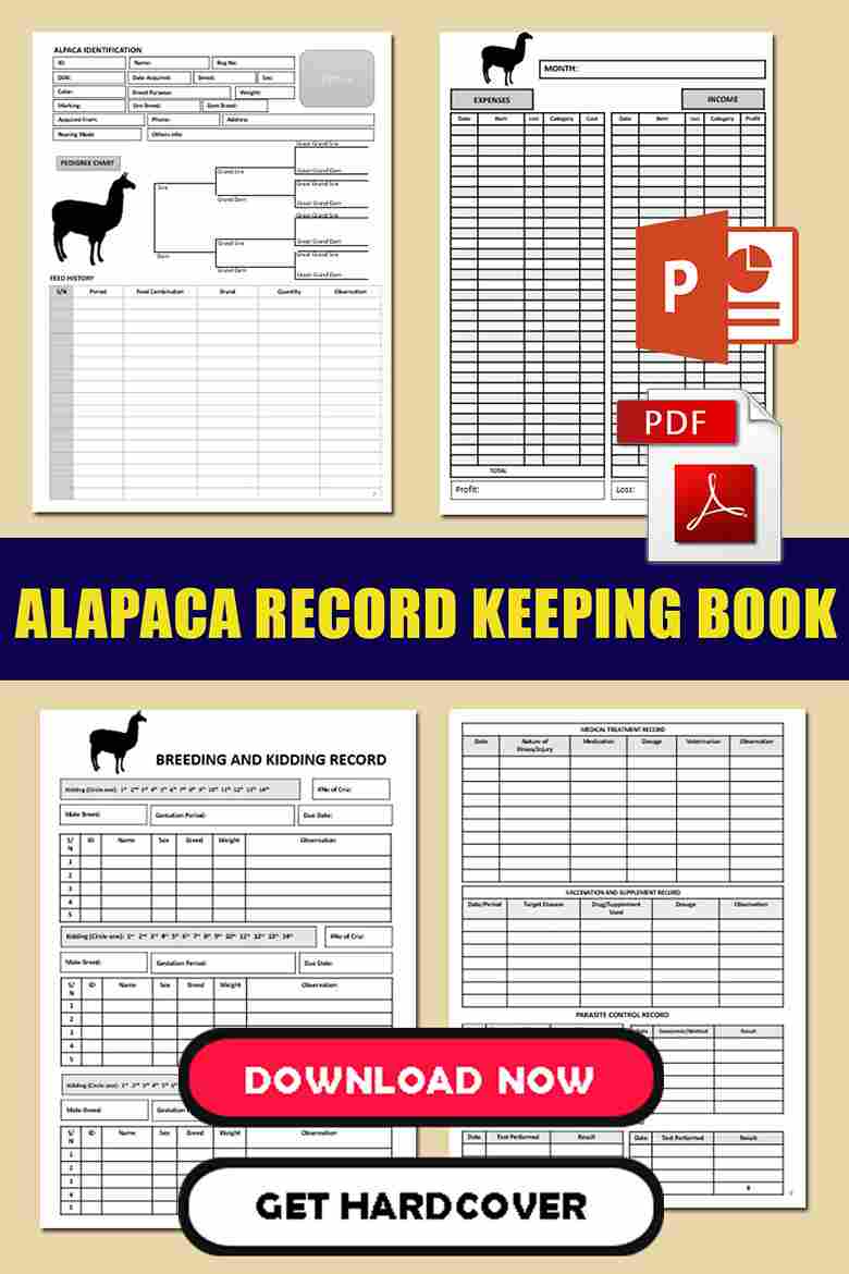 Alpaca Record Keeping Book